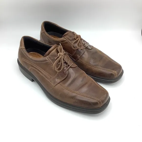 ECCO Helsinki Men's Brown Leather Bicycle Toe Lace-Up Dress Casual Shoes…