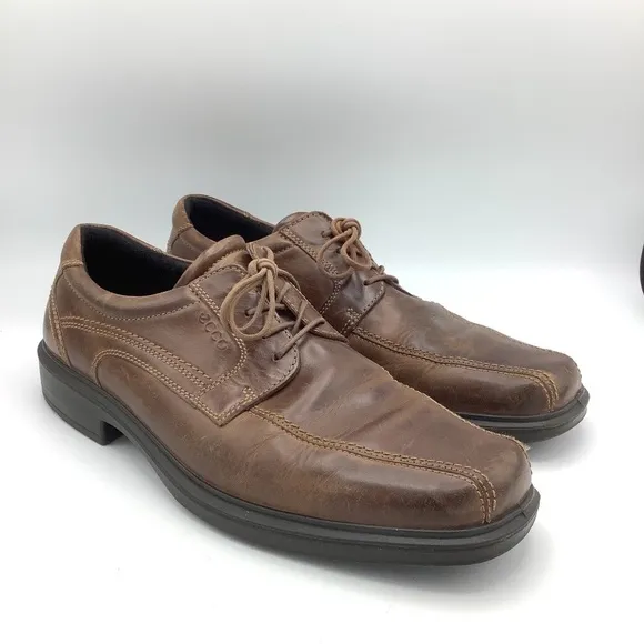 ECCO Helsinki Men's Brown Leather Bicycle Toe Lace-Up Dress Casual Shoes…