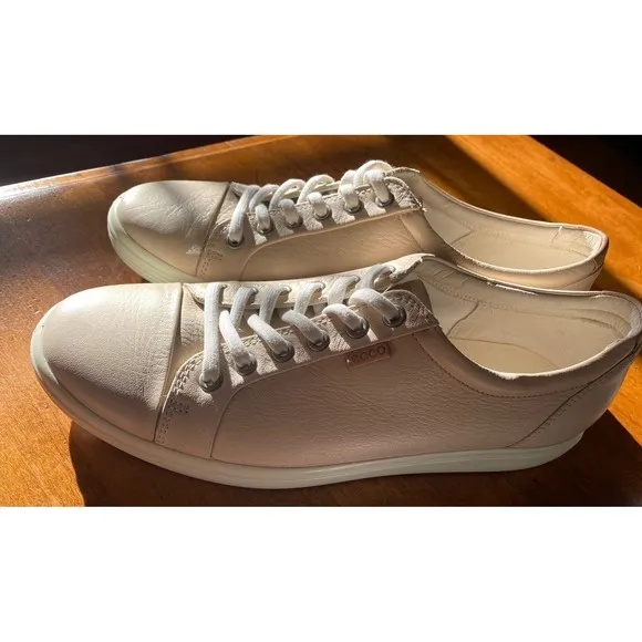 Ecco Soft 7 Leather Sneakers Extra Width Casual Walking Shoes EU41 US10 NWOT