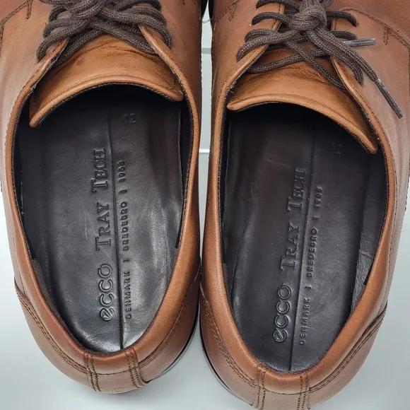 ECCO TRAY TECH Innovative Brown Leather Oxford Dress Shoes Men's Size US 8 EU 42