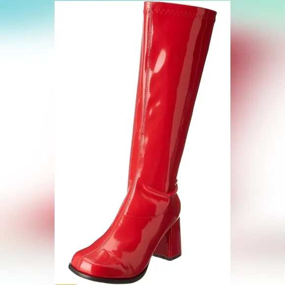 ELLIE Gogo Knee High Patent Zip Boots EUC