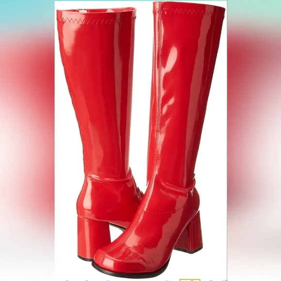 ELLIE Gogo Knee High Patent Zip Boots EUC