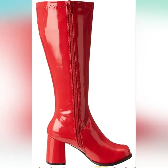 ELLIE Gogo Knee High Patent Zip Boots EUC