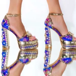 Embellished,rhinestone , Jeweled Platform crystals ,junky sandals ,silk …