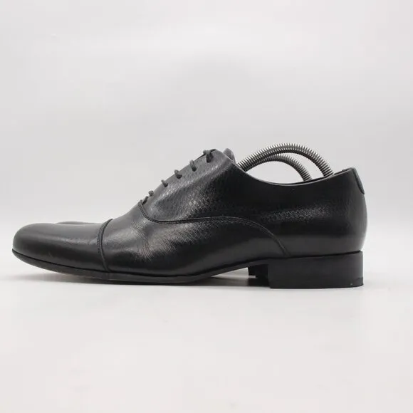 Emporio Armani Men's EU Size 42 Black Leather Dress Shoes Lace Up Italy