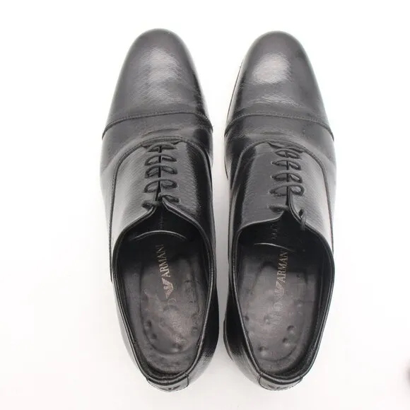 Emporio Armani Men's EU Size 42 Black Leather Dress Shoes Lace Up Italy