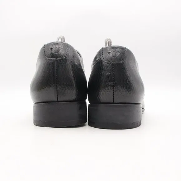 Emporio Armani Men's EU Size 42 Black Leather Dress Shoes Lace Up Italy