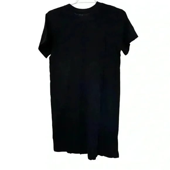 ENZA COSTA BLACK COTTON BLEND SHORT SLEEVE SLUBBED T SHIRT DRESS WOMENS SIZE XS