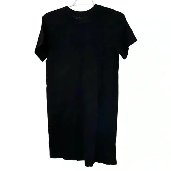 ENZA COSTA BLACK COTTON BLEND SHORT SLEEVE SLUBBED T SHIRT DRESS WOMENS SIZE XS