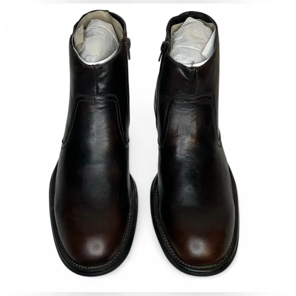 Etto Ballini Mens Zip-Up Leather Boots (size 12, Lichi Brown)  | Brand New.