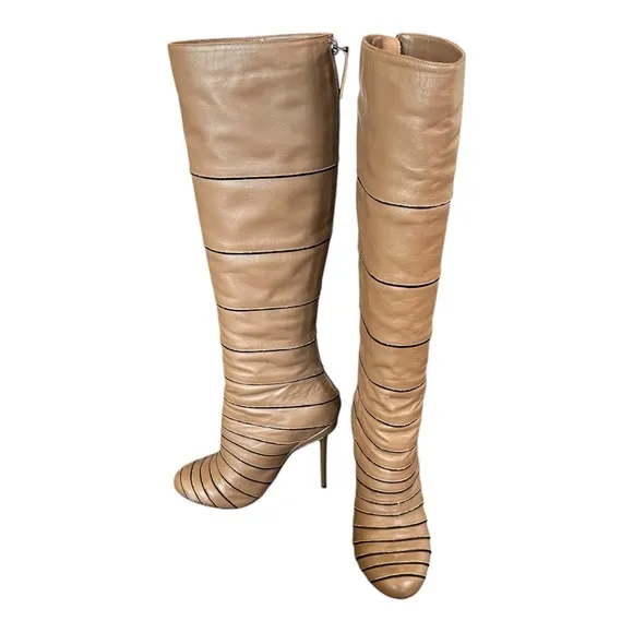 EUC!! L.A.M.B. Taupe Stiletto Knee High Boots, Size 6.5