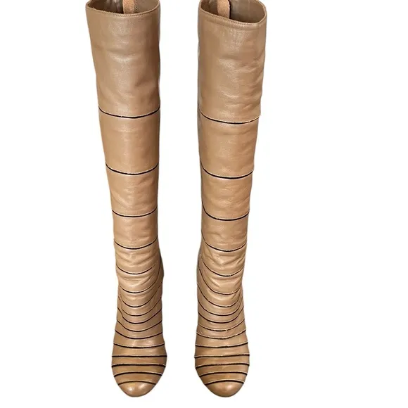 EUC!! L.A.M.B. Taupe Stiletto Knee High Boots, Size 6.5