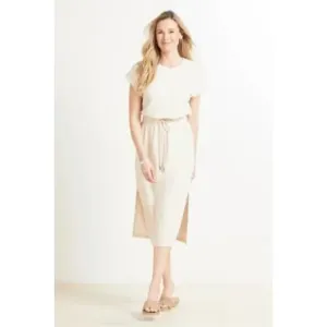 Evereve Kiara Cream T Shirt Tie Waist Midi Dress Size Medium