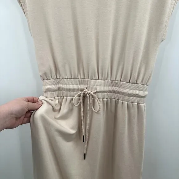 Evereve Kiara Cream T Shirt Tie Waist Midi Dress Size Medium
