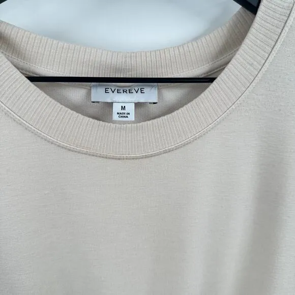 Evereve Kiara Cream T Shirt Tie Waist Midi Dress Size Medium