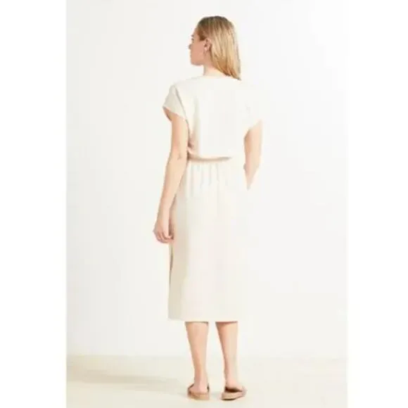 Evereve Kiara Cream T Shirt Tie Waist Midi Dress Size Medium