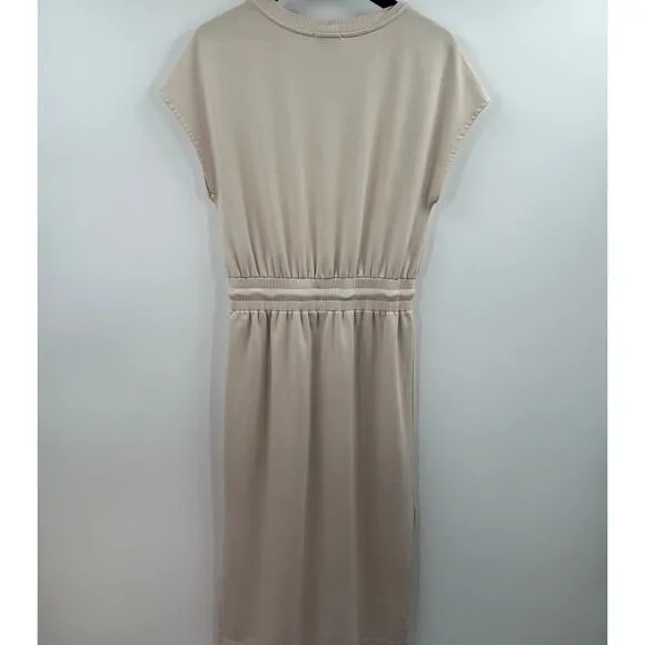 Evereve Kiara Cream T Shirt Tie Waist Midi Dress Size Medium