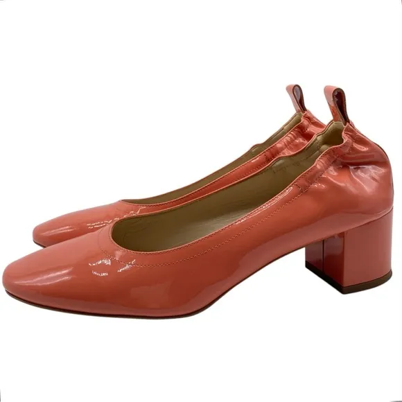 Everlane Womens Shoes The Day Heel 8 Coral Patent Leather Italy Sleek Feminine