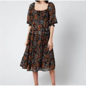 Faithfull the Brand Darsha Midi Dress Ankara Paisley Print, Size 4, Retail $309