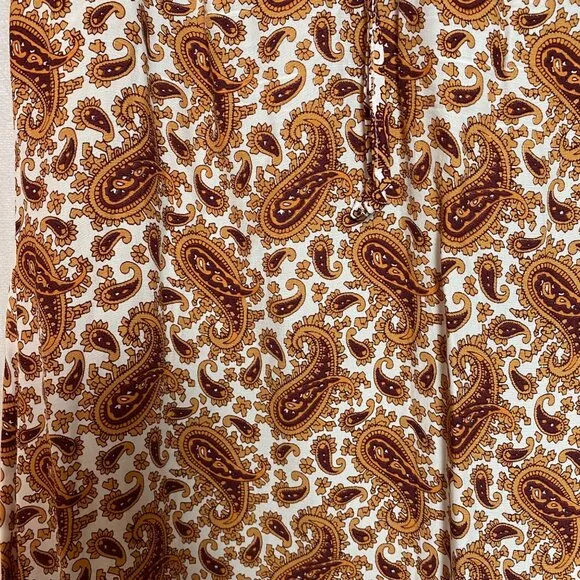 Faithfull The Brand Juniper Sable Paisley Print Scoop Neck Midi Dress Size 8
