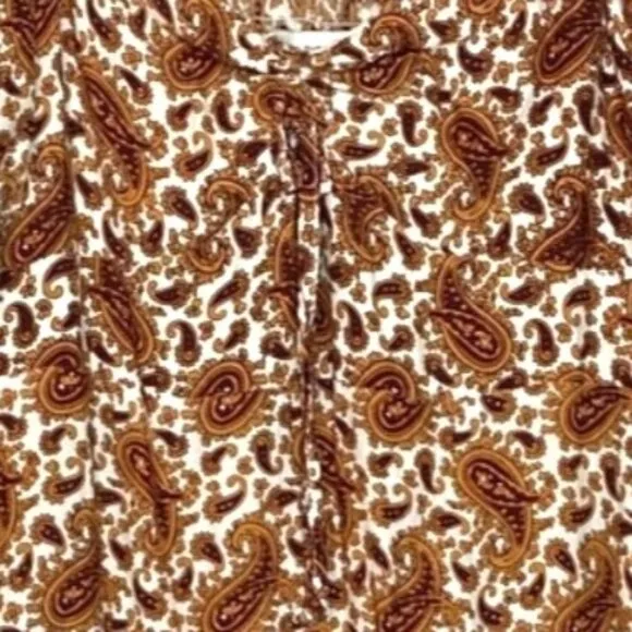 Faithfull The Brand Juniper Sable Paisley Print Scoop Neck Midi Dress Size 8