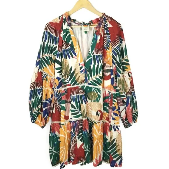 Farm Rio Off White Macaw Mini Dress NWOT