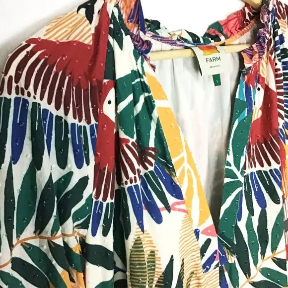 Farm Rio Off White Macaw Mini Dress NWOT