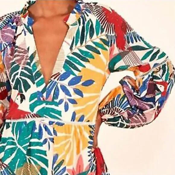 Farm Rio Off White Macaw Mini Dress NWOT