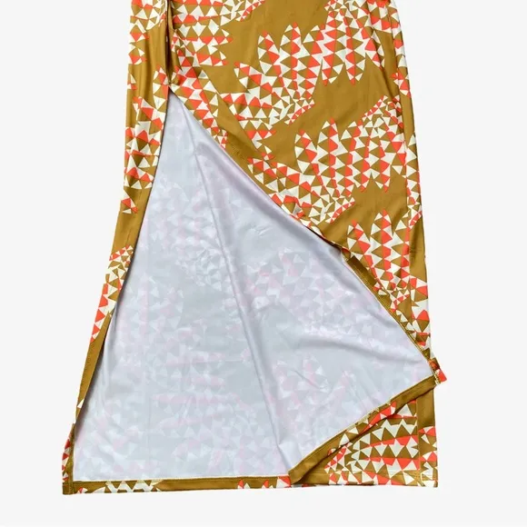 FARM Rio x Adidas Psychadelic Wave Cut Out Midi Dress Victory Gold White XS NWT