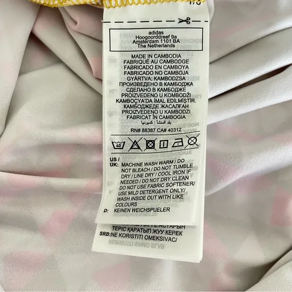 FARM Rio x Adidas Psychadelic Wave Cut Out Midi Dress Victory Gold White XS NWT