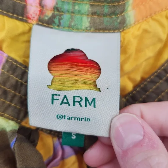 Farm Rio Yellow Garden Mini Tent Dress Button Front Small
