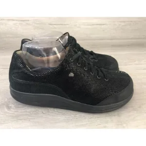 Finn Comfort Ikebukuro Women's US 7.5 Black Nappa Leather Casual Sneaker Shoes