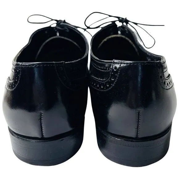 Florsheim Mens Wingtip Black leather Oxford dress Shoes SIZE 8 EUC Lace Up