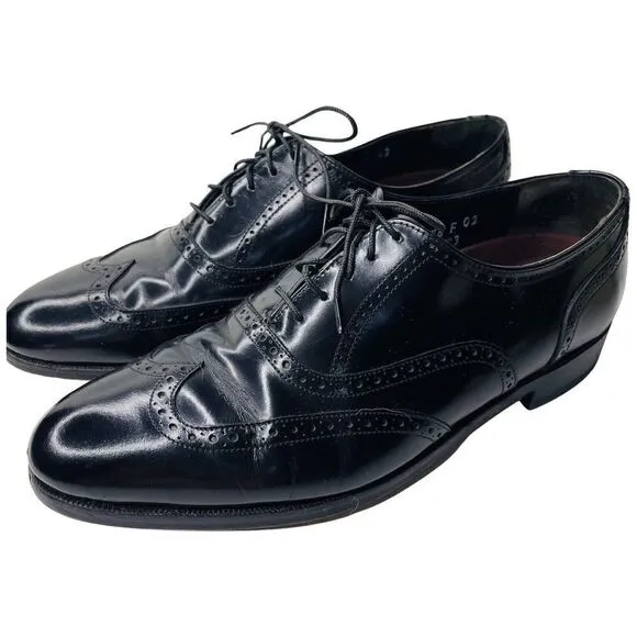 Florsheim Mens Wingtip Black leather Oxford dress Shoes SIZE 8 EUC Lace Up
