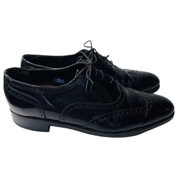 Florsheim Mens Wingtip Black leather Oxford dress Shoes SIZE 8 EUC Lace Up