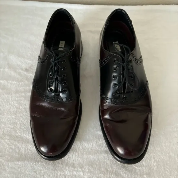 Florsheim Saddle Oxford, Black &amp; Burgundy leather dress shoes, Men’s size 9 D