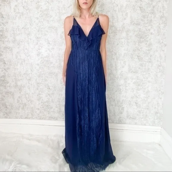 Foxiedox Pin-tuck Lace Maxi Dress