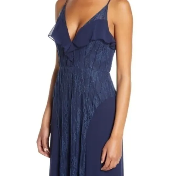 Foxiedox Pin-tuck Lace Maxi Dress