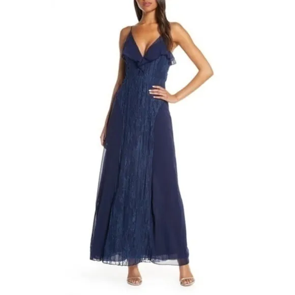 Foxiedox Pin-tuck Lace Maxi Dress