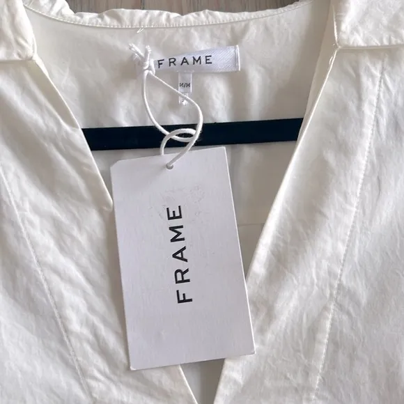 Frame Channing Cotton Mini Dress in White Size M