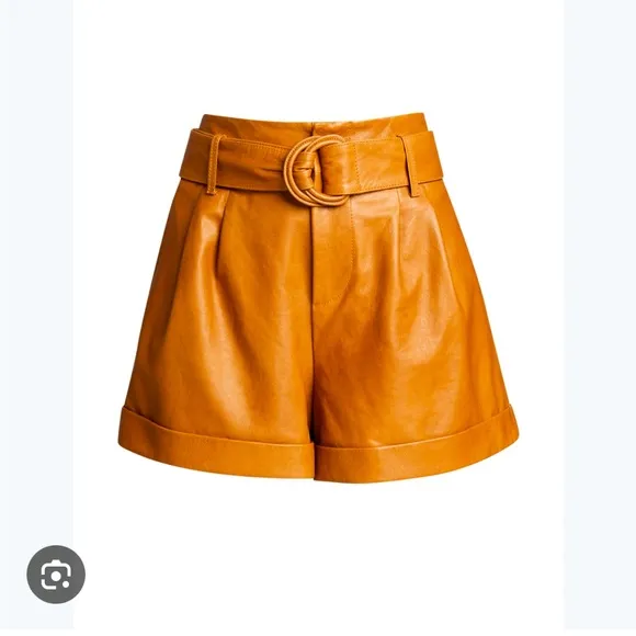 Frame Paperbag Waist Leather Shorts