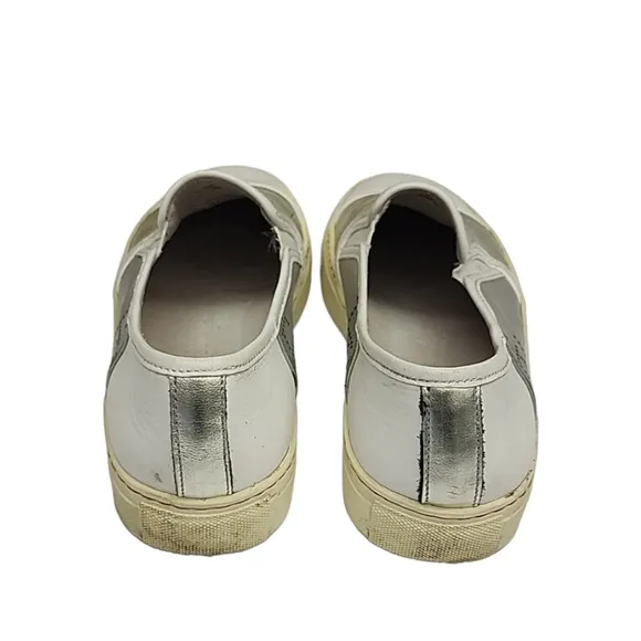 Frances Valentine Kate Spade Leather Platform Sneakers 7 White Gold Silver