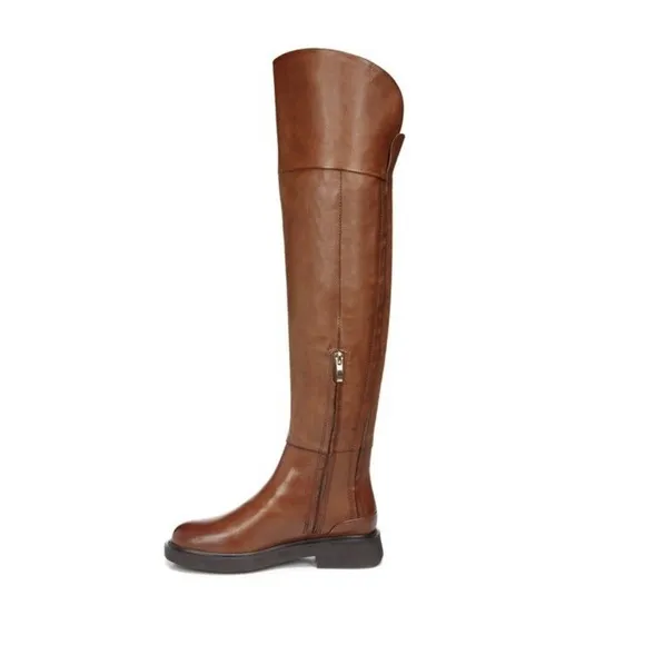 Franco Sarto Battina Cognac Over The Knee Leather High Shaft Boots Women Sz 6