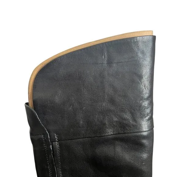 Franco Sarto Battina Knee High Black Riding Leather Boots Size 6