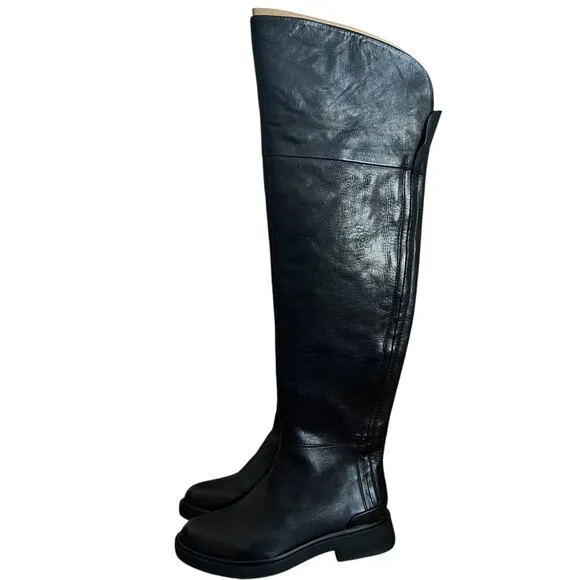 Franco Sarto Battina Knee High Black Riding Leather Boots Size 6