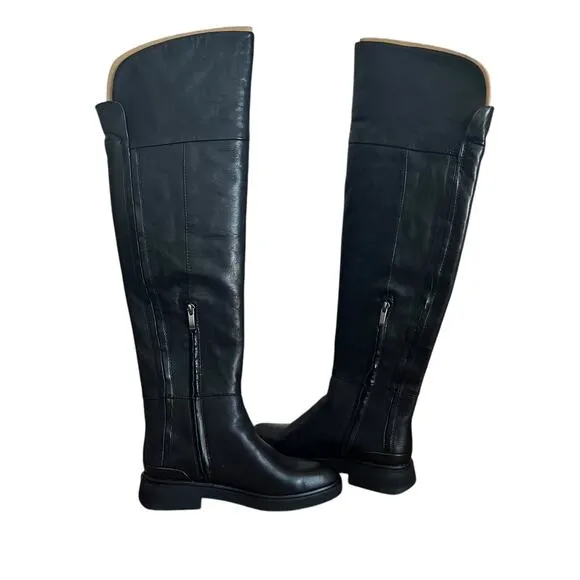 Franco Sarto Battina Knee High Black Riding Leather Boots Size 6