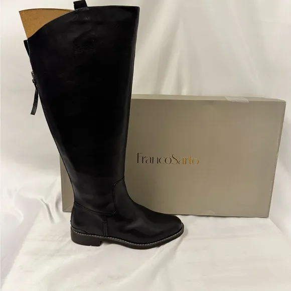 Franco Sarto Black Leather Over the Knee Boots