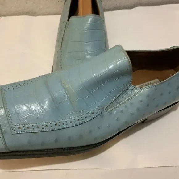Fratelli Loafers Mens Size 9 Leather Slip On blue Square Toe Dress Shoes