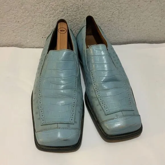 Fratelli Loafers Mens Size 9 Leather Slip On blue Square Toe Dress Shoes
