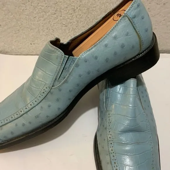 Fratelli Loafers Mens Size 9 Leather Slip On blue Square Toe Dress Shoes